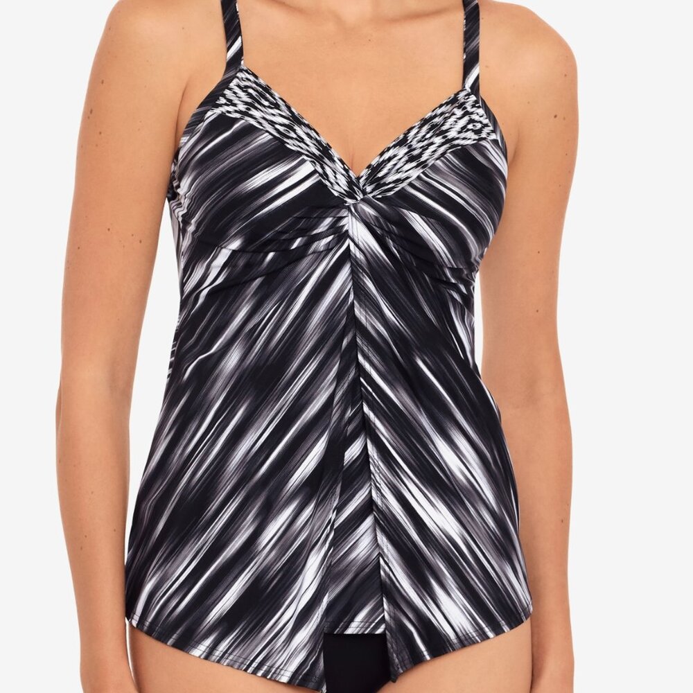 Miraclesuit Love Knot Printed DD Underwire Tankini Top - Warp Speed
